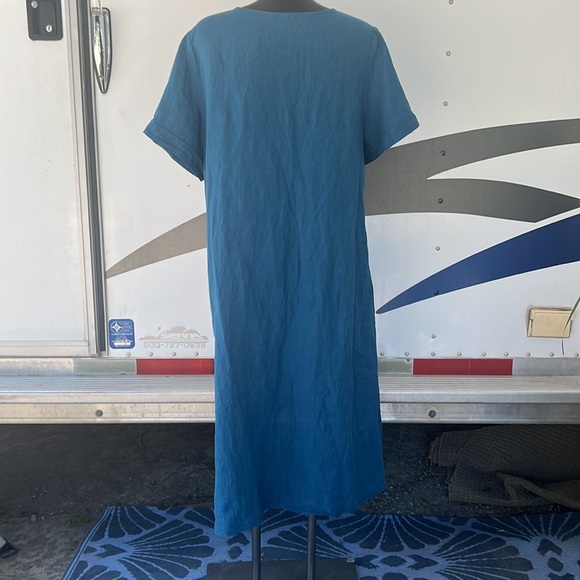 MiniBee embroidered floral linen/cotton blend pretty colors raw linen look sz L - Picture 6 of 9